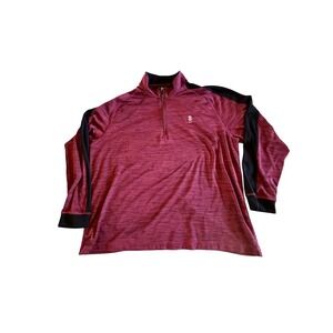IZOD Golf Mens XXL Burgundy Black Quarter Zip Pullover Stretch Shirt 45GG050606